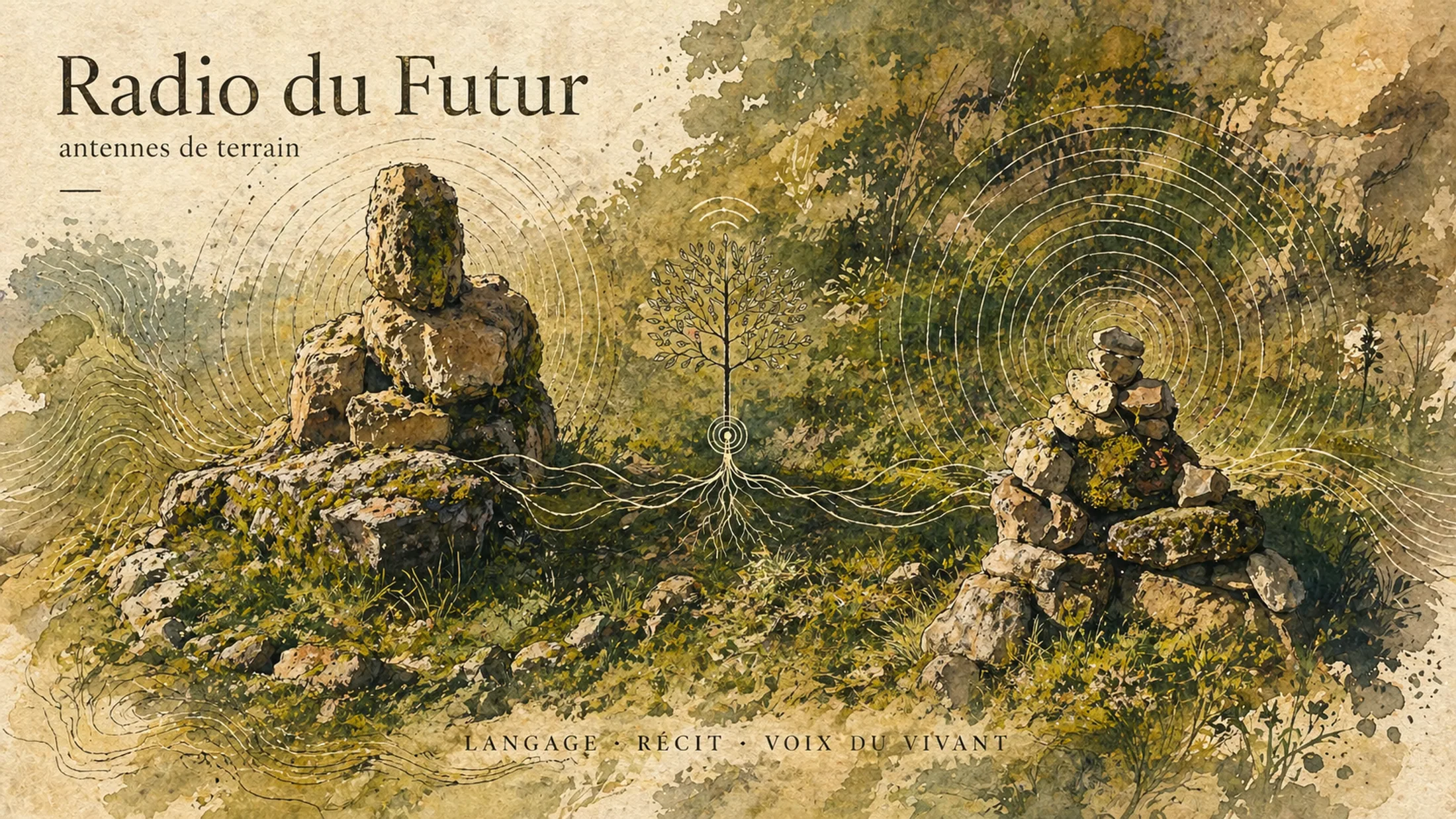 Paysage de pierres, d’ondes et de racines de Radio du Futur